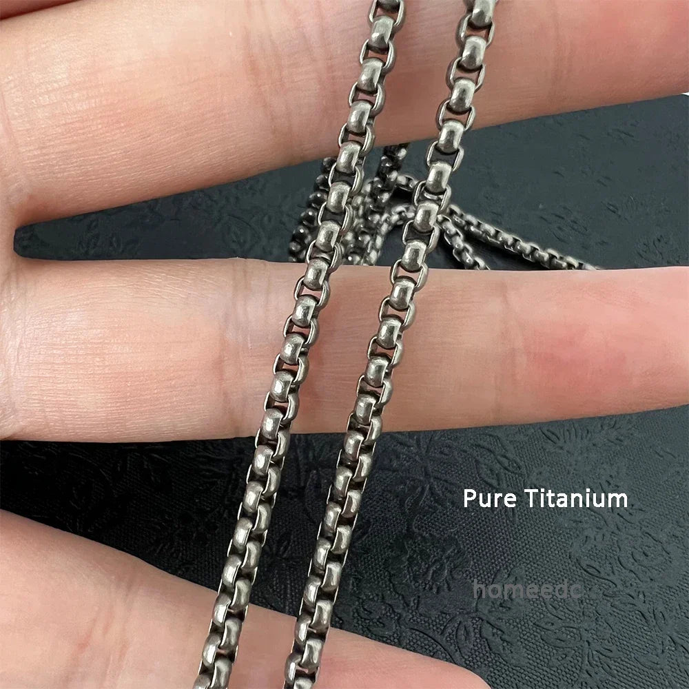 ✨ Fashion 3mm Pure Titanium Square Box Chain Necklace 🖤 | Durable Anti-Allergy Rolo Link Chain for Men & Women 💎