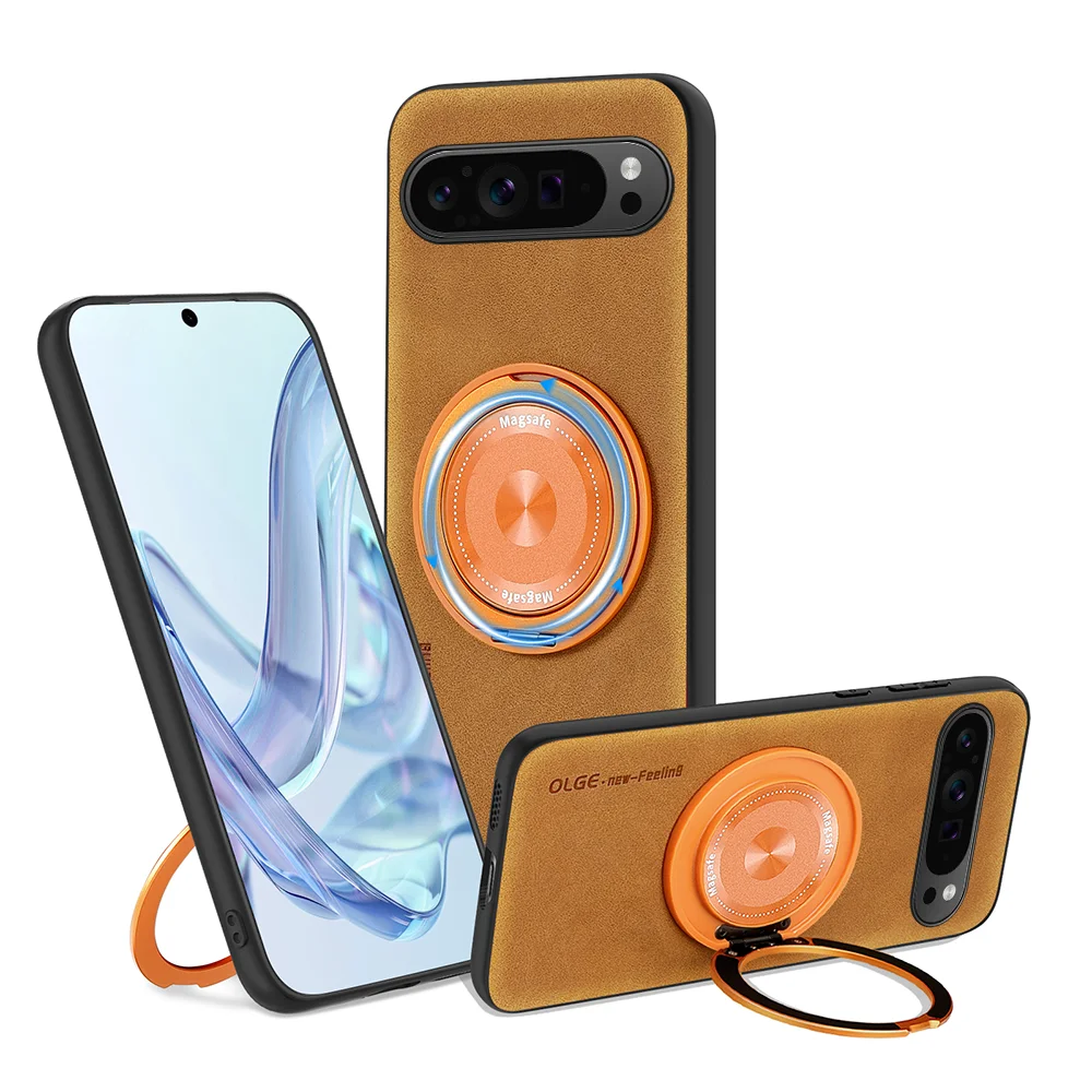 🧲💼📱 Magnetic 360° Metal Ring Leather Case for Google Pixel