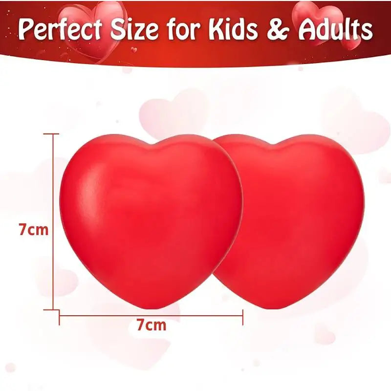 Heart Stress Balls – 2-Pack Red Heart-Shaped Foam Fidget Toys