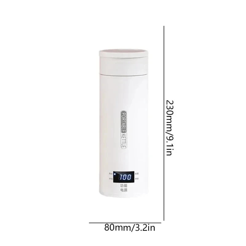 🔥☕ 450ML Portable Electric Kettle Thermal Cup | Fast Boil Tea & Coffee Travel Kettle 🧳 | Anti-Scald Water Bottle with English Menu
