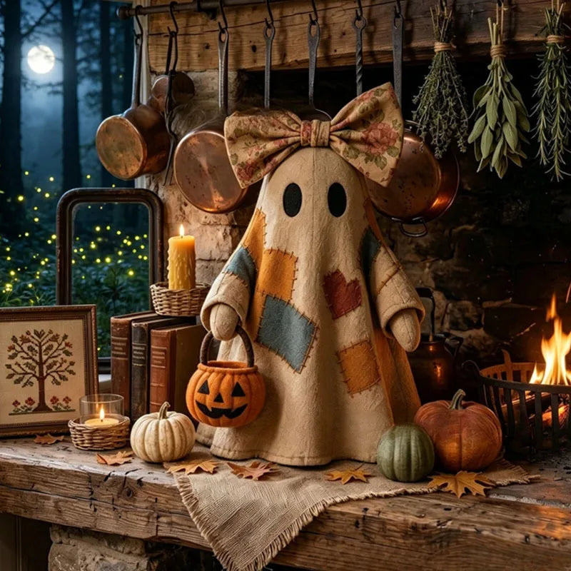 Patchwork Ghost Halloween Ornament – Cute Seasonal Décor