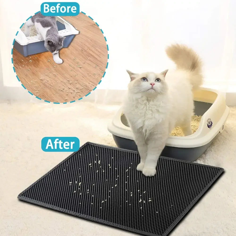 🐱🧼 Double Layer Waterproof Cat Litter Mat – Non-Slip & Washable