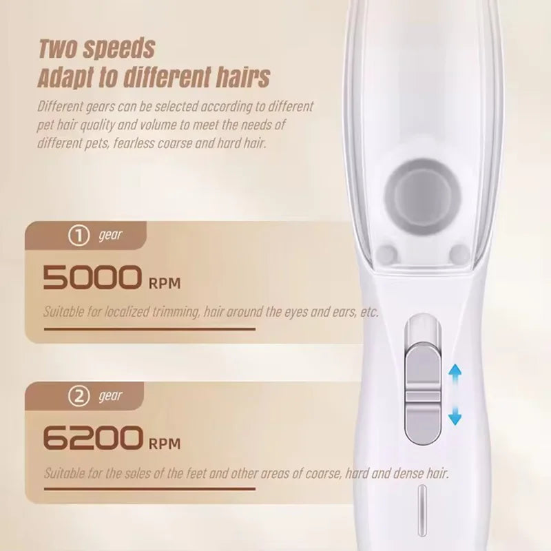 2-In-1 Hair Suction Pet Shaver & Paw Trimmer – Low Noise USB Rechargeable