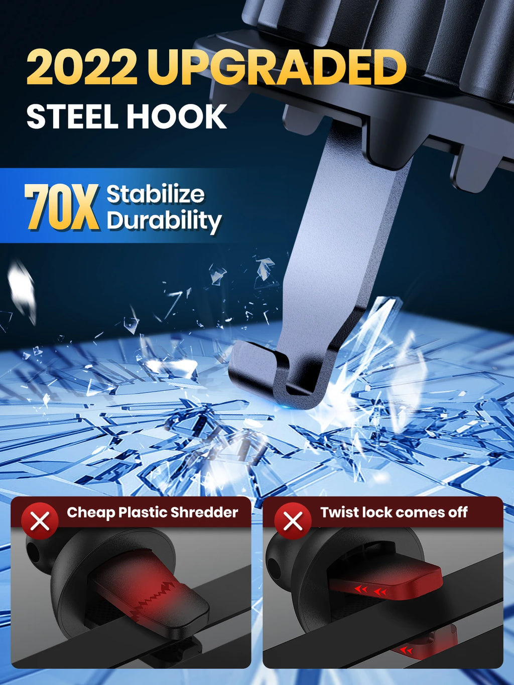 TOPK Auto Lock Car Phone Holder – Air Vent Mount with Hook Clip