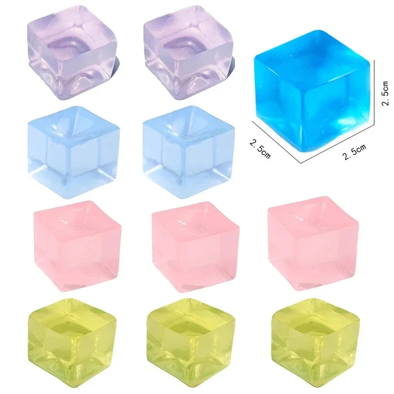 Squishy Ice Cube Fidget Toys – Mini Sensory Stress Relief Party Favors