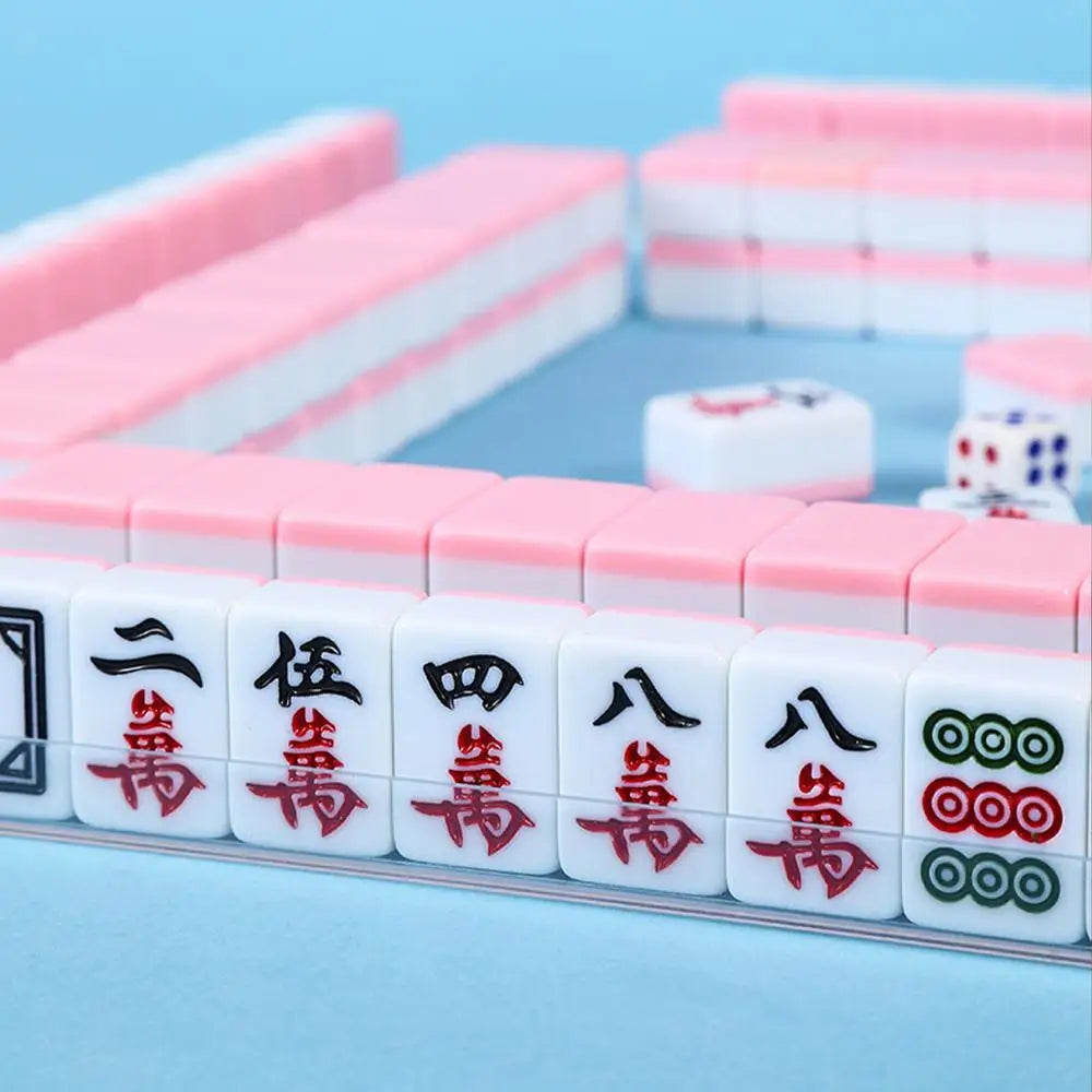 Chinese Mahjong Game Set – 144pcs Mini Melamine Tiles 🎴 Portable Numbered Mahjong Set for Family Fun, Travel & Game Nights 🧳 Durable, Clear Engraving, Complete Accessories Included