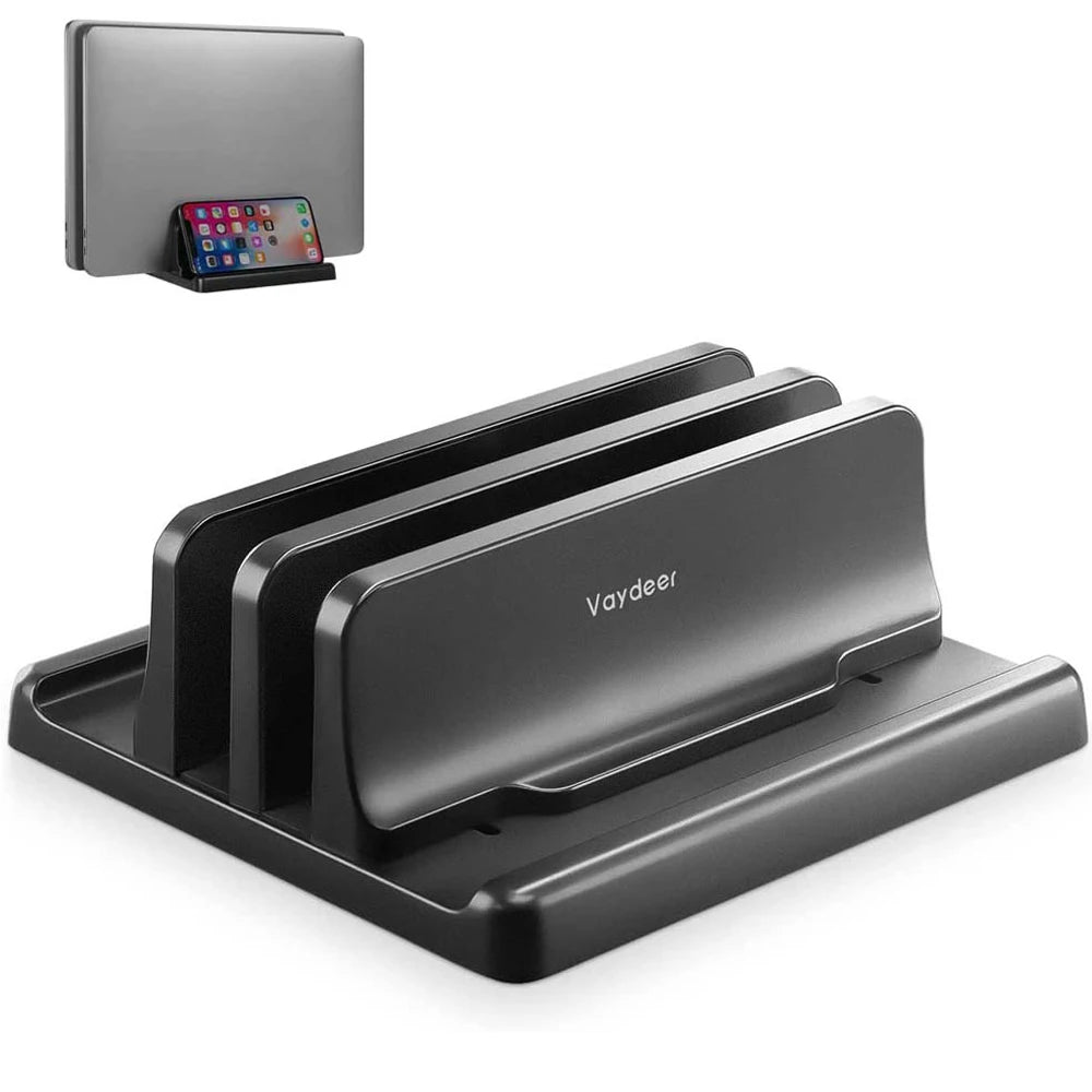 💻📚 Dual-Slot Vertical Laptop Stand – Adjustable Desktop Dock