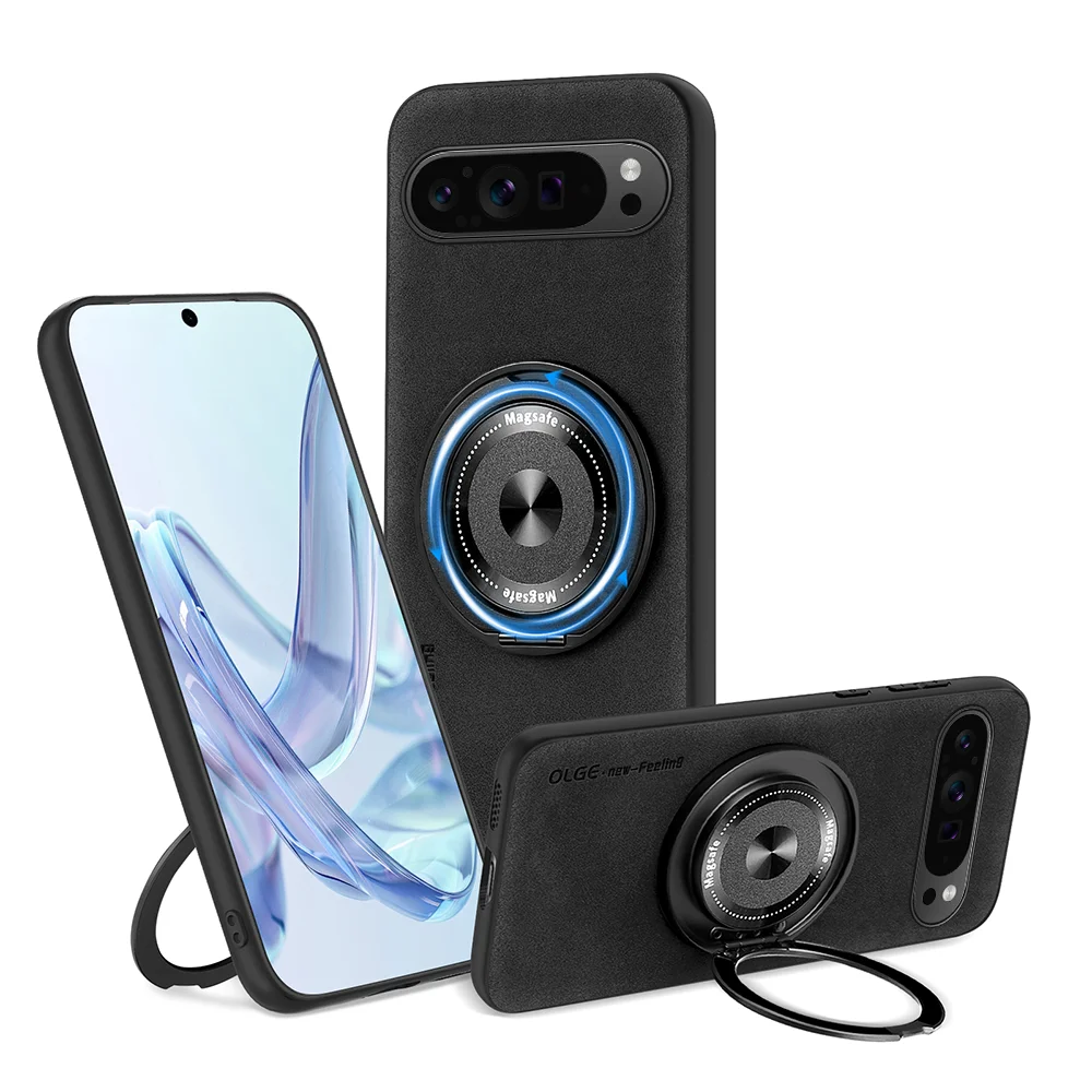 🧲💼📱 Magnetic 360° Metal Ring Leather Case for Google Pixel