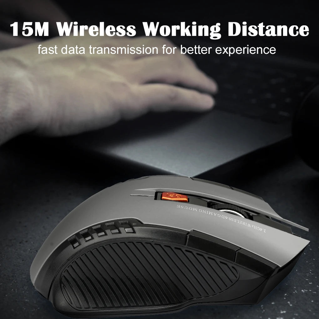 🖱️⚡ 2.4G Wireless Mouse 1600DPI – 6 Button Optical Gamer Mouse