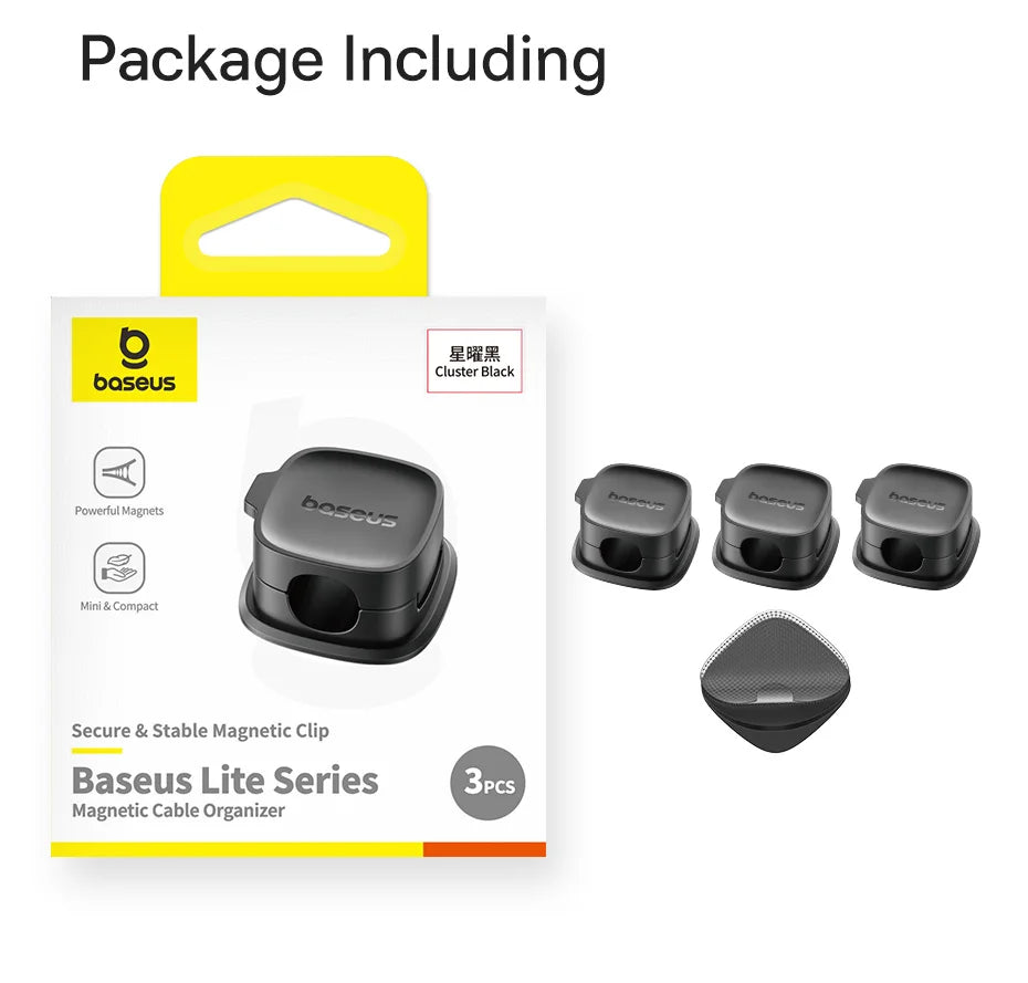 🧲🔌 Baseus Magnetic Cable Organizer Holder – Adjustable Under Desk Clip