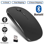 🖱️🔋 Rechargeable Wireless Bluetooth Mouse – 2.4GHz Silent Ergonomic Mini