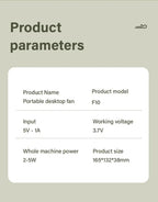 🌬️📱 Xiaomi Portable Desk Fan – 5 Speeds Ultra Quiet with Power Display