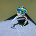 💚💍 Serenity 5CT Green Moissanite Ring – S925 Sterling Silver 18K Plated