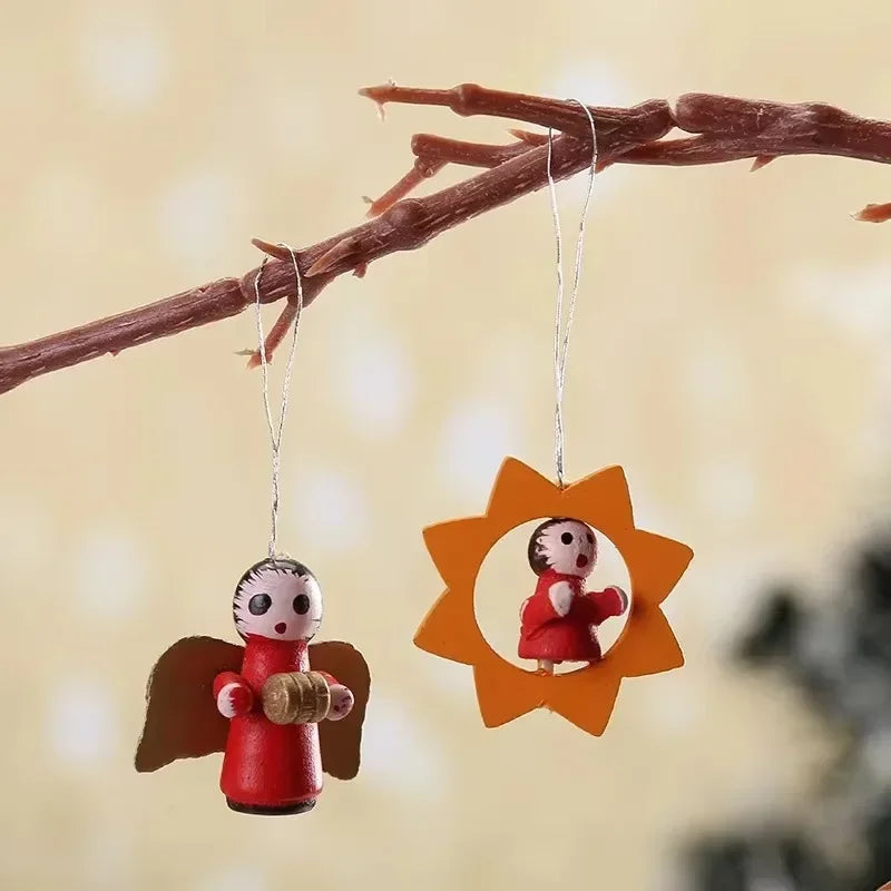 Wooden Christmas Tree Ornaments – Small Festive Pendant Décor