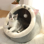 Cozy Washable Pet Lounger Cushion 🐾 Warm Cat Bed House Tent 🐱 Soft Cotton Kennel for Cats &amp; Small Dogs – Winter Nest with Detachable Cushion