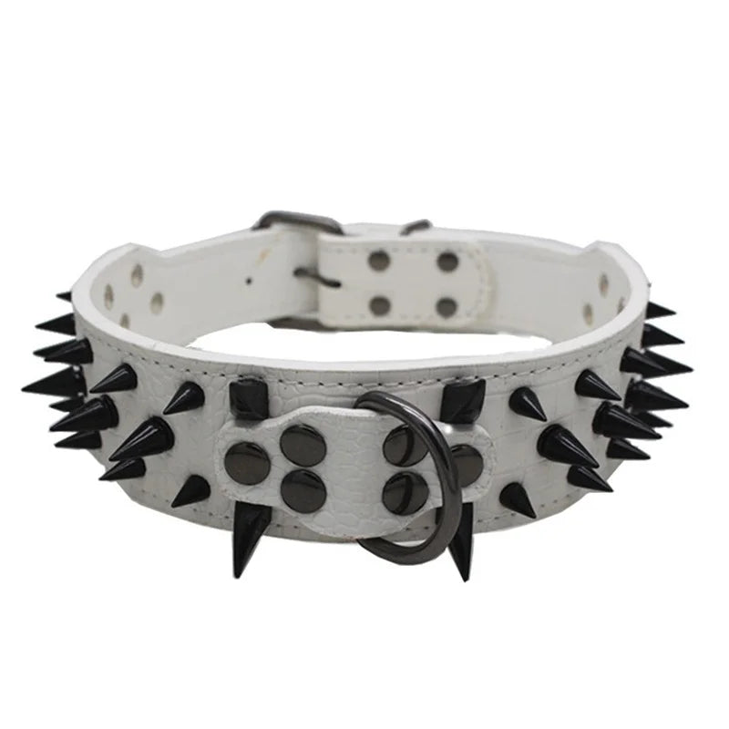 Spiked Dog Collar 🦴 Anti-Bite PU Leather Rivet Collar for Large Dogs