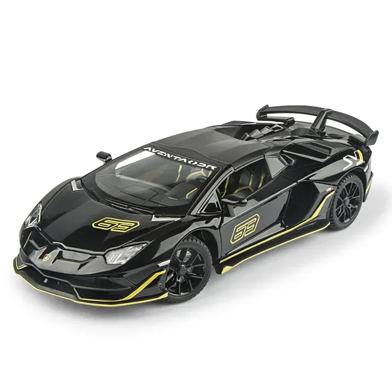 1:24 Lamborghini Aventador SVJ 63 Alloy Model High Simulation Diecast Metal Toy Vehicles Car Model Sound and Light Children Gift