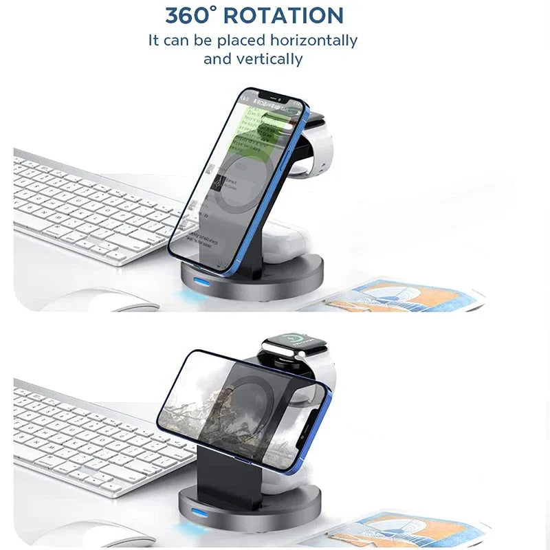 3-in-1 MagSafe Wireless Charger Stand – Fast Charging Station