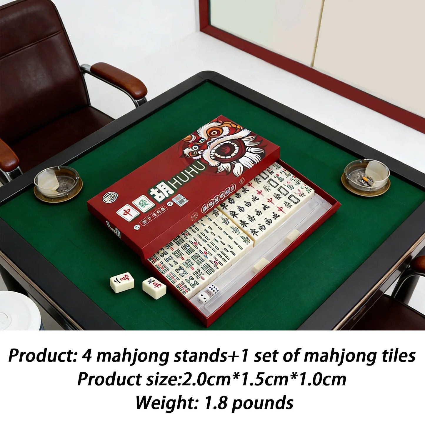 Mahjong Classic Traditional Chinese Set – Portable 144‑Tile Mahjong Game | Travel Table Game Set with Racks & Dice | Durable Acrylic Tiles | Chinese & American Mahjong for Home, Parties & Gifts