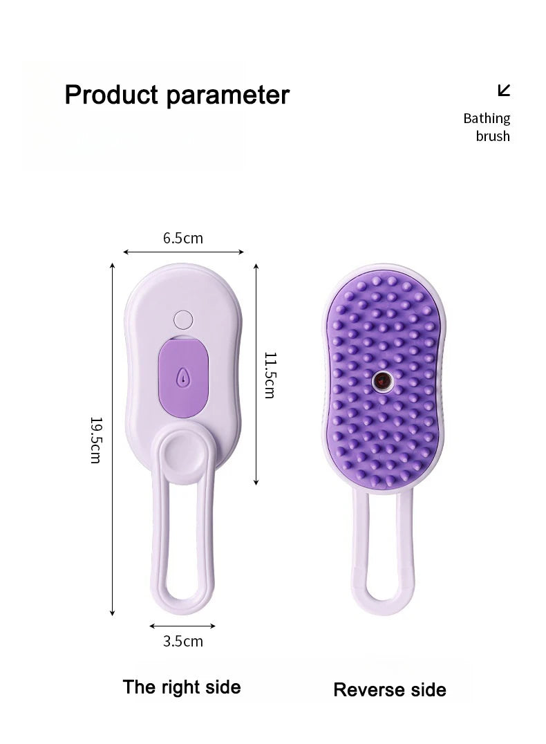 ✨ 3‑in‑1 Pet Electric Steam Brush | Cat & Dog Cleaning Spray Massage Grooming Comb | Retractable Handle | USB Rechargeable Hair Removal Beauty Brush