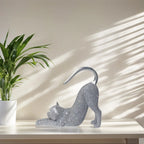 🐱✨ Lazy Cat Stretching Resin Figurine 💎 | Sparkling Crystal Desk Ornament 🏡 | Creative Cat Statue Home Decoration Gift for Cat Lovers 🎁