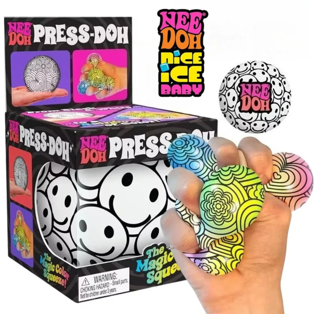 NeeDoh Color-Changing Smiley Squeeze Ball – Flour Squishy Toy