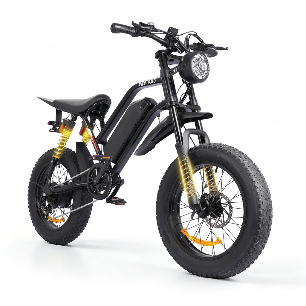 1500W Mountain Electric Bike 48V 15Ah Lithium Battery 20" Fat Tire Adult eBike, 31 MPH Max Speed, 65 Mile Range, Shimano 7-Speed