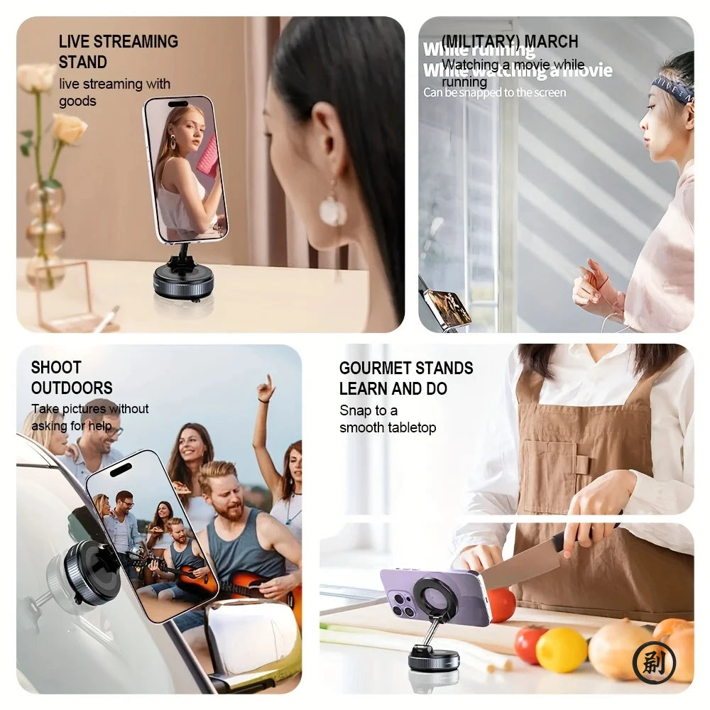 🧲🚗 Strong Magnetic Foldable Car Phone Holder – 360° Vacuum Mount