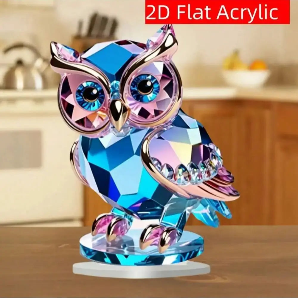 🦉✨ Cute Crystal Plastic Owl Desktop Decoration | 6 × 6 inch Animal-Themed Home Decor Ornament | Practical & Convenient Desk Decor
