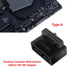 USB 3.0 Motherboard Header Adapter 19P/20P 90° Desktop Converter