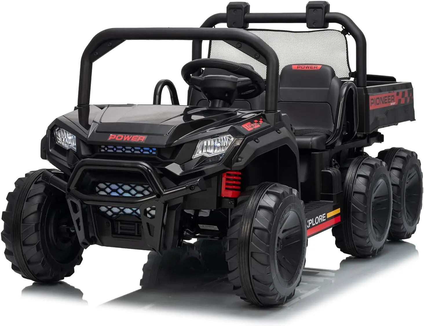 🚜⚡ 24V 2-Seater Kids Ride On Dump Truck 4WD Electric Car with Remote Control, Dump Bed, 3 Speed Modes, Music & LED Lights