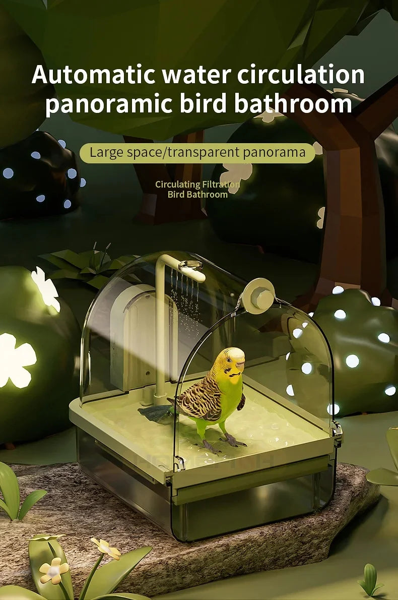 🐦💦 Clear Hanging Bird Bath with Automatic Water Circulation | Space-Saving Bird Shower 🚿 | Easy-Clean Bird Cage Accessory