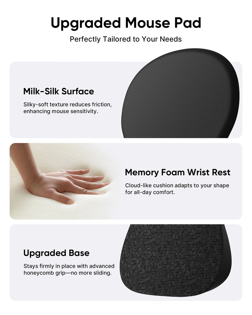 🖱️🖤 Ergonomic Mouse Pad with Wrist Rest – Non-Slip Hard Base
