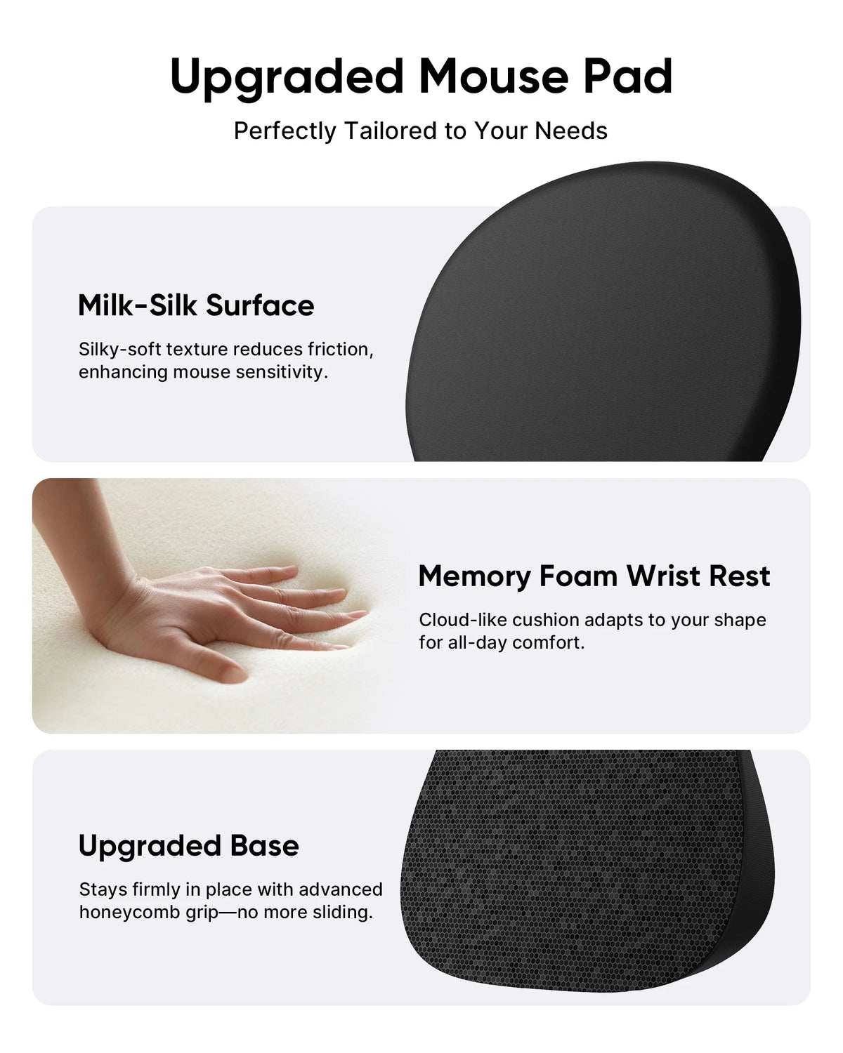 🖱️🖤 Ergonomic Mouse Pad with Wrist Rest – Non-Slip Hard Base