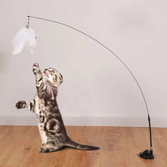🐱🪄 Hands-Free Interactive Cat Teaser Wand with Suction Cup