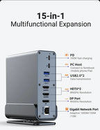 💻🔗 15-in-1 Type-C Docking Station – 4K@60Hz HDMI & DisplayPort Hub