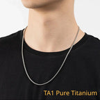 ✨ Fashion 3mm Pure Titanium Square Box Chain Necklace 🖤 | Durable Anti-Allergy Rolo Link Chain for Men & Women 💎
