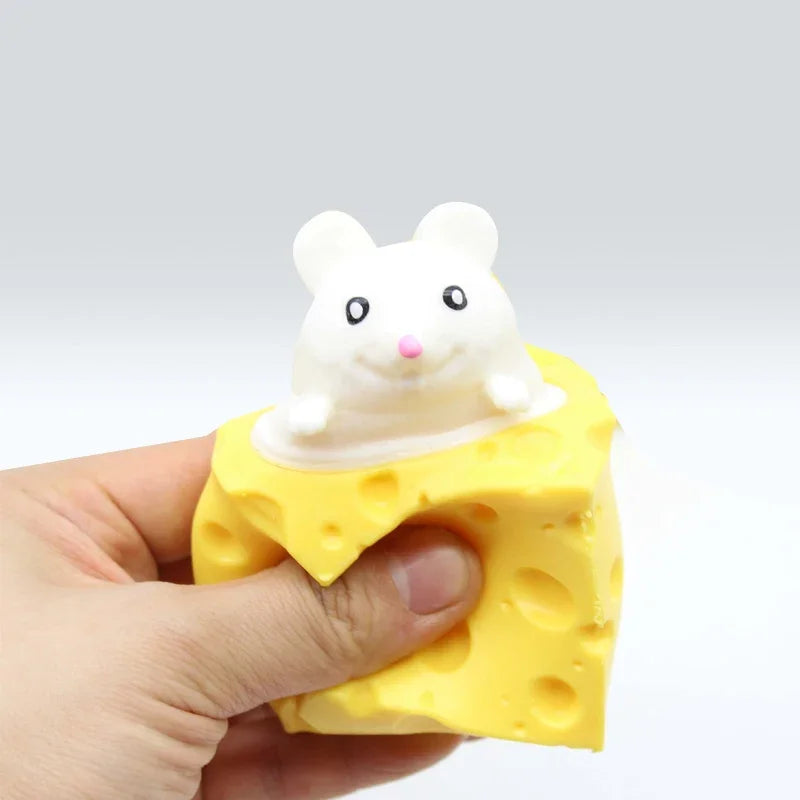 Cheese Mouse Squishy Stress Ball – Cute Sensory Squeeze Fidget Toy