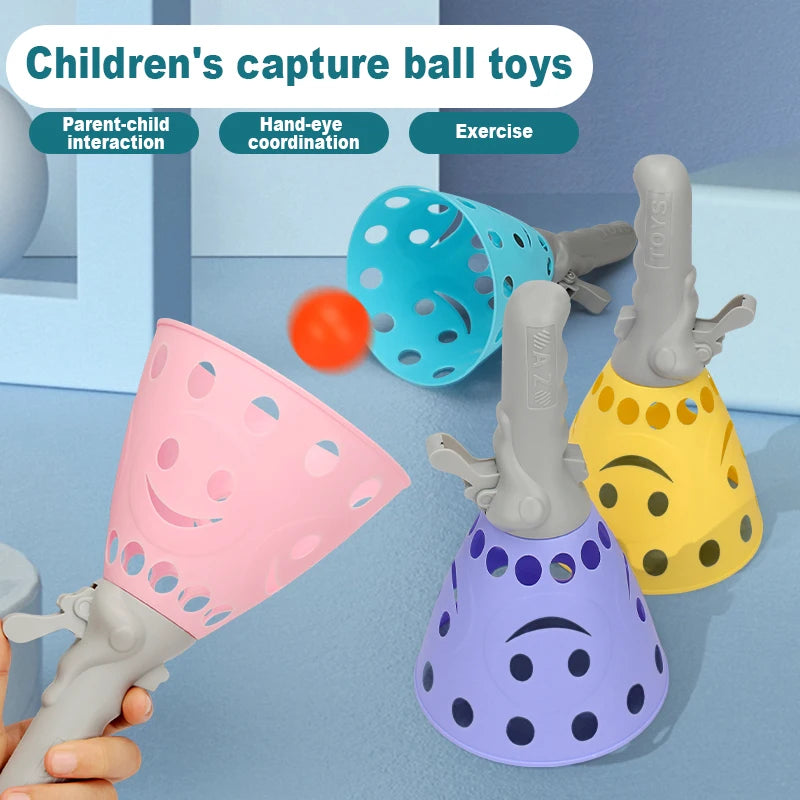 🎯⚽ Pop-Pass-Catch Ball Game for Kids – Indoor & Outdoor Active Play Set with 2 Catch Launchers & 4 Balls