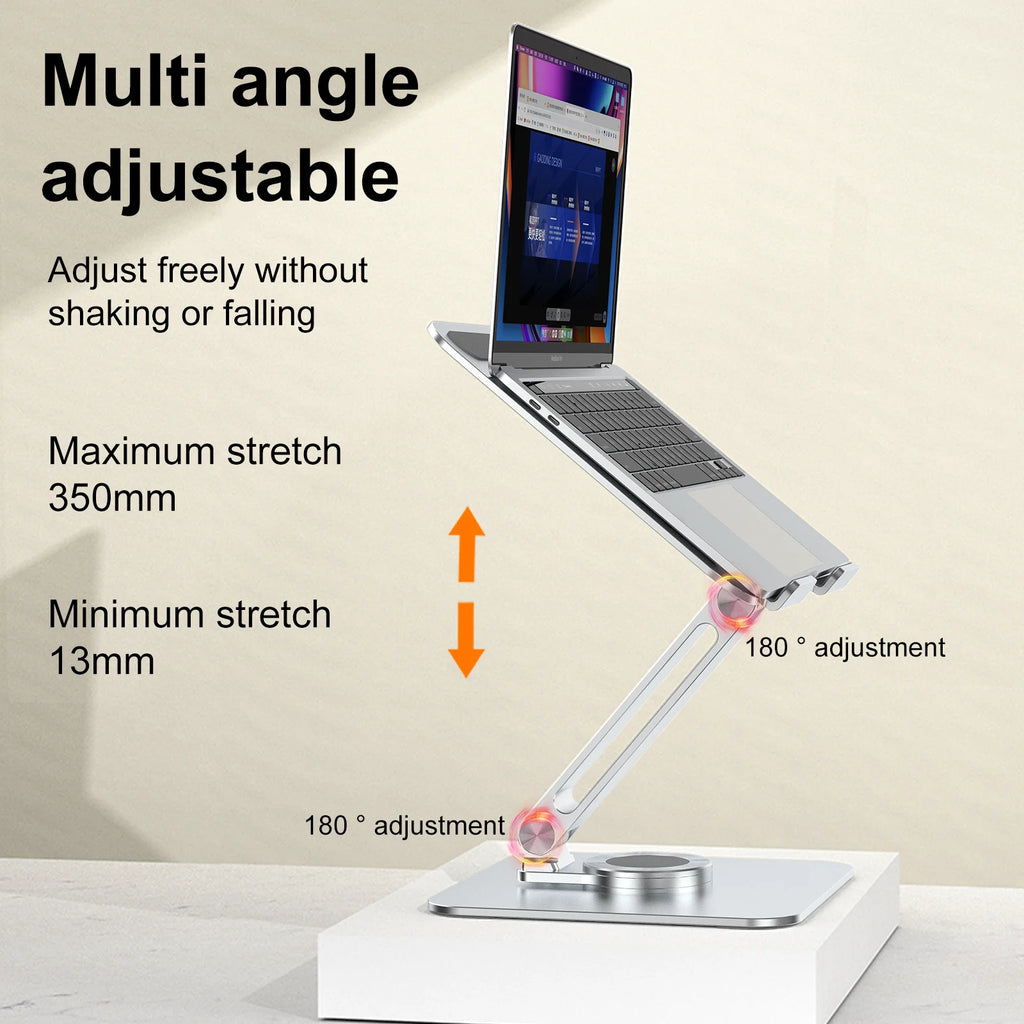 💻🔄 Portable 360° Aluminum Laptop Stand – Foldable Adjustable Holder