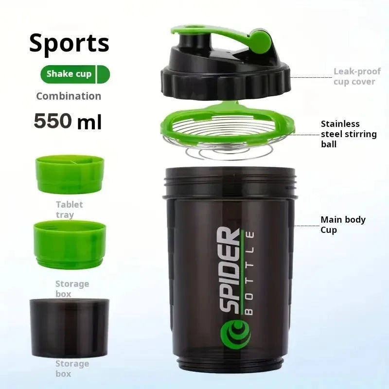 16.9oz (500ml) 3-Layer Sports Water Bottle 🥤 | Leakproof Protein Shaker Cup 💪 | Large Capacity BPA-Free Fitness Shake Mixer 🚴 Travel & Gym Bottle