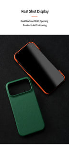Luxury Lychee Cowhide Leather MagSafe Case for iPhone 17 / 16 / 15 Series