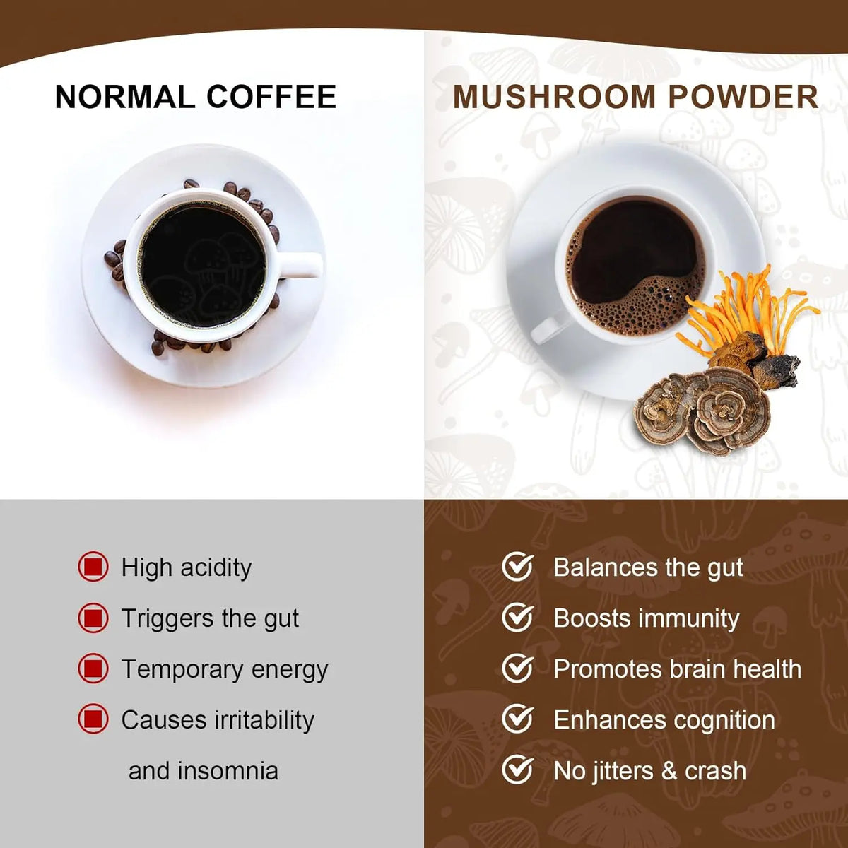  Organic Ground Coffee with Lion's Mane Mushroom and Chaga| Nootropic Mushroom Coffee for Better Focus and Immune Support