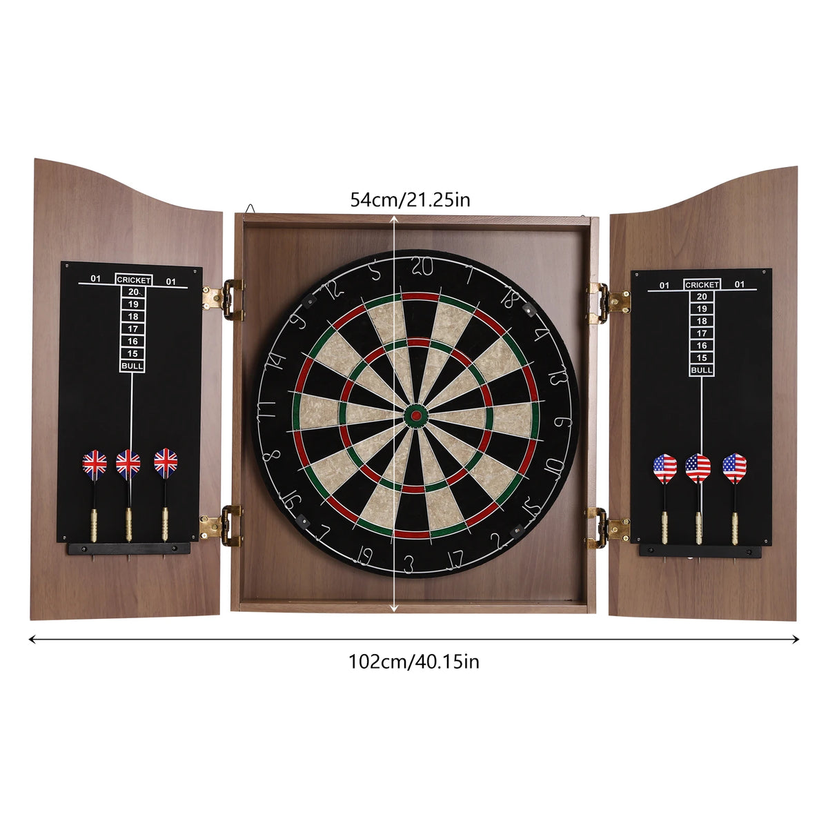 🎯 Wall‑Mounted MDF Dartboard Cabinet Set for Adults | Premium Sisal Dart Board with Scoreboards, Storage & Modern Brown Cabinet | Home, Bedroom, Bar Game Room Decor ⭐