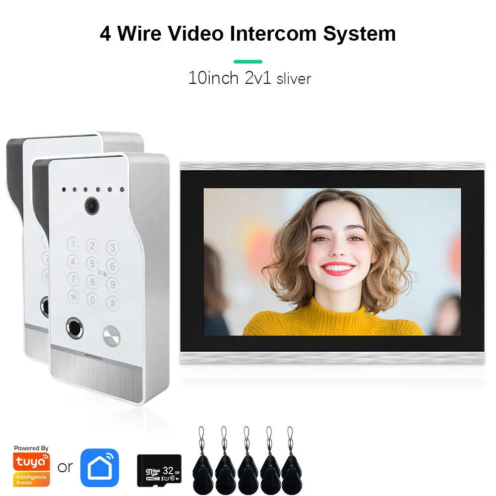 🔔📹 High Quality Video Doorbell Intercom System | Large Screen Smart Videophone 🔐 | Tuya Smart 5-in-1 Unlock 1080P for Home & Apartment