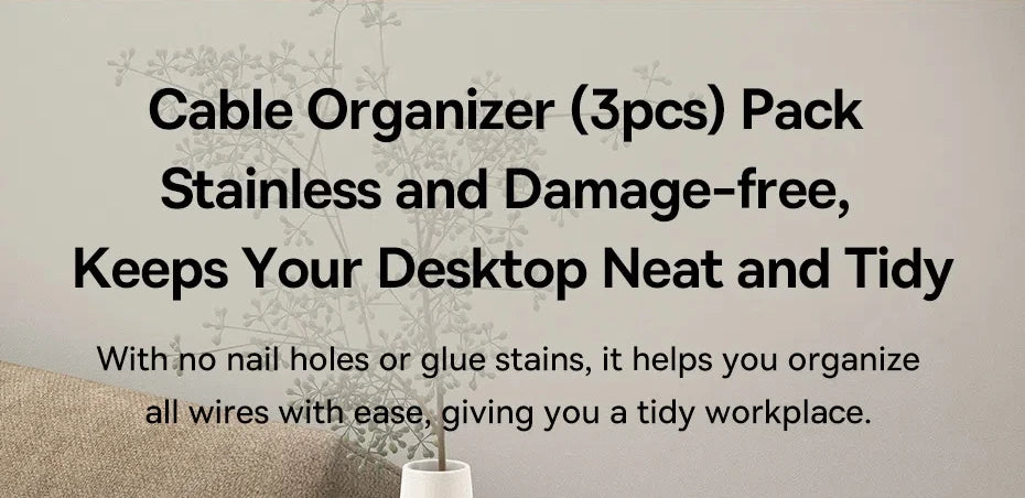 🧲🔌 Baseus Magnetic Cable Organizer Holder – Adjustable Under Desk Clip