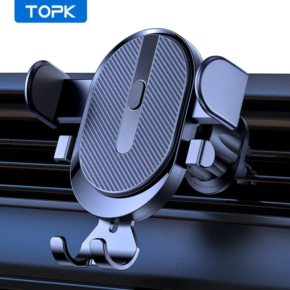 TOPK Auto Lock Car Phone Holder – Air Vent Mount with Hook Clip