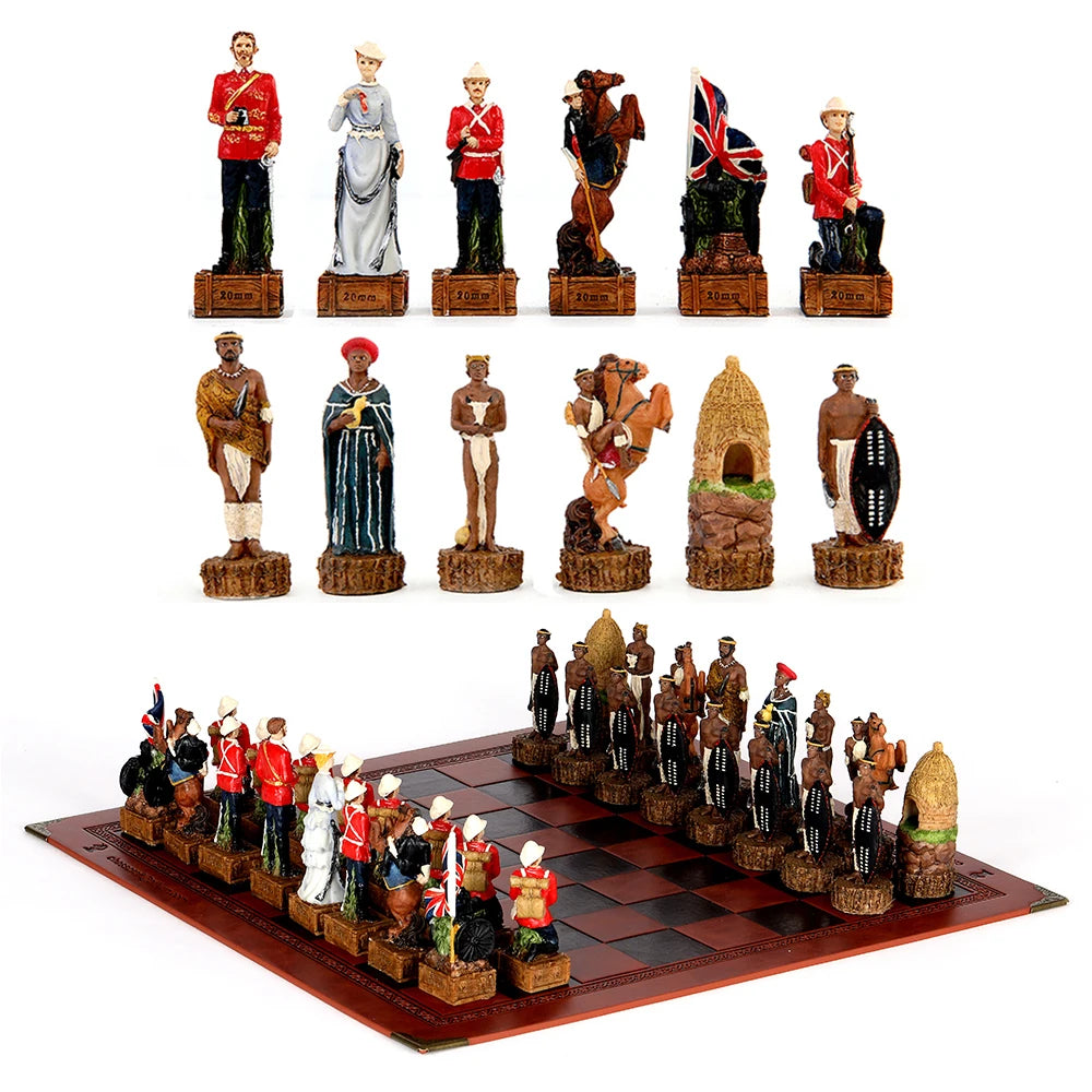 Luxury War‑Themed Metal & Resin Chess Set ♟️ | Hand‑Painted Knights on Leather Board | 32‑Piece Strategy Gift Set 🎁