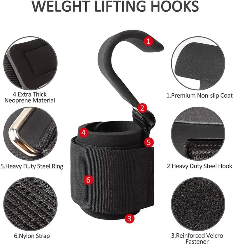 🏋️ Weight Lifting Hook Grips with Wrist Wraps – Heavy Duty Lifting Straps for Deadlifts, Pull-Ups & Strength Training 💪