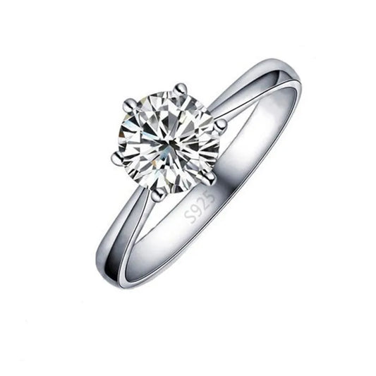 💍✨ Elegant Classic 925 Sterling Silver Ring 💎 | 6-Claw Cubic Zirconia Crystal Finger Ring for Women 👰🤍 | Wedding & Engagement Jewelry